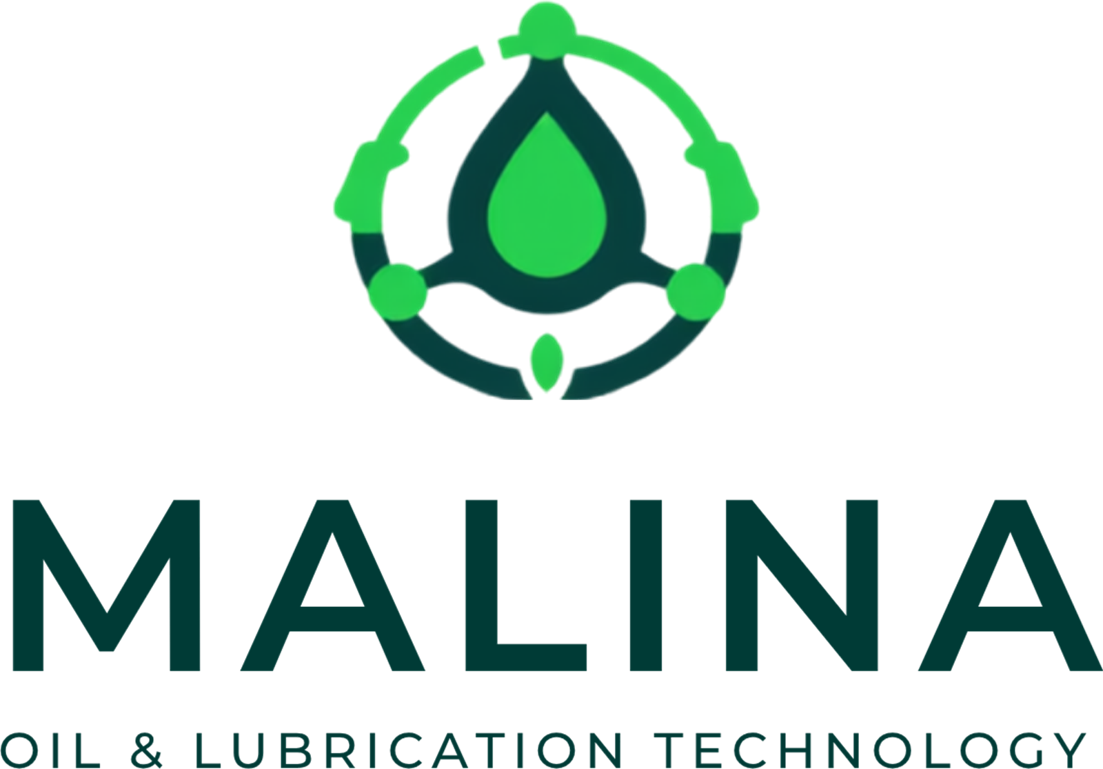Malina full logo lockup in green on a white background
